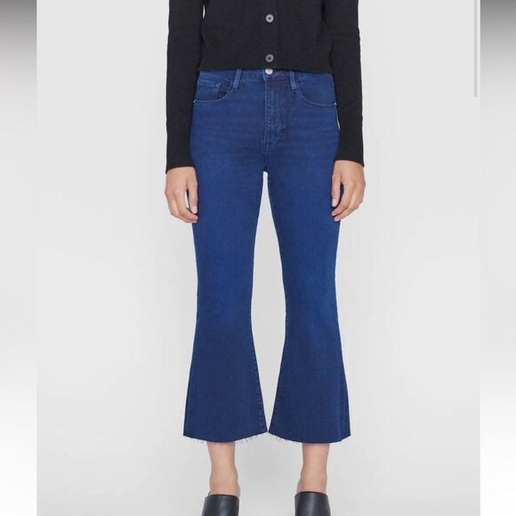 New Frame Denim Le Crop Flare Raw After Jean In Fiona Size 26 - Picture 1 of 16